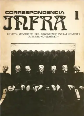 Portada de la revista 'Correspondencia INFRA 1', revista mensual del movimiento infrarrealista (octubre/noviembre de 76).