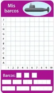 Actividad interdisciplinaria sobre el juego Hundir la flota, con una cuadrícula y un submarino.
