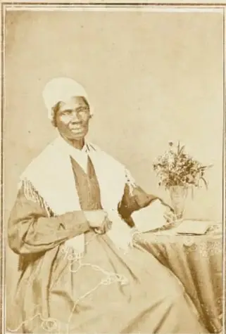 Retrato de Sojourner Truth con la frase 'I Sell the Shadow to Support the Substance'.