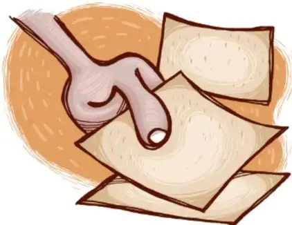 Ilustración de unas manos que cortan con tijeras una hoja de papel.