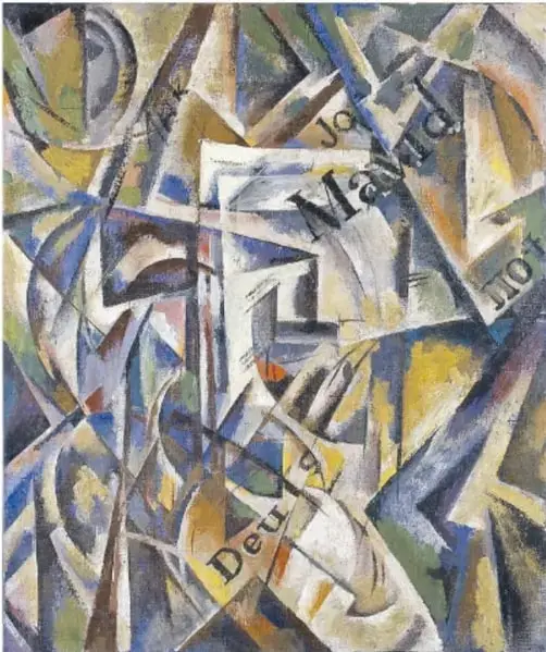 Obra *Sin título (reverso: Dibujo)*, ca. 1923, de Béla Kádár: formas curvas y tubulares en tonos claros sobre fondo rojizo.
