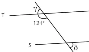 Rectas paralelas L y M cortadas por una transversal, con ángulos α, β, γ, δ, ε.