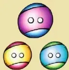 Ilustración de botones o fundas de colores relacionada con el empaquetado.