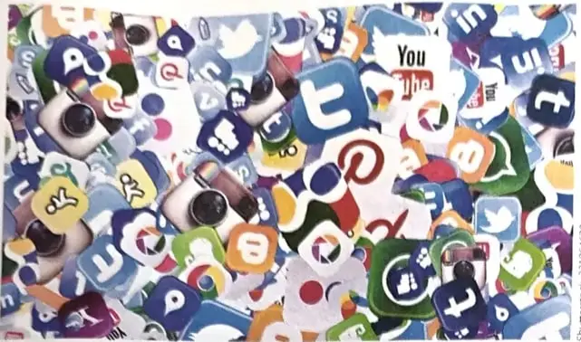 Collage de logotipos y símbolos de diversas redes sociales.