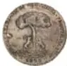 Fotografía del reverso de una proclama de plata de Agustín de Iturbide, Guadalajara 1822, Museo Numismático Nacional.