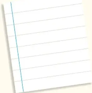Hoja de cuaderno ilustrada con renglones para anotar.