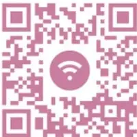 Código QR en color rosa con icono de señal para ver una vista panorámica de Calakmul.