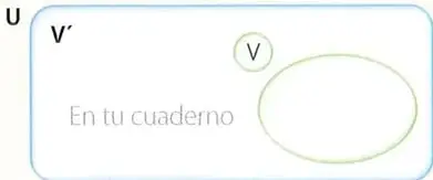 Diagrama con figuras geométricas dentro del conjunto universal U y una región punteada correspondiente al conjunto A.