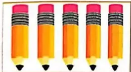 Cinco lápices dentro de un recuadro para calcular y dibujar su doble.