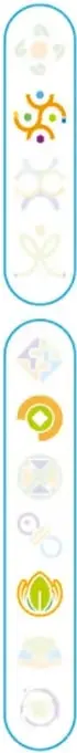Iconos verticales de actividades del proyecto dentro de una cápsula azul.