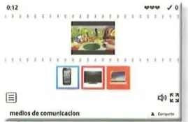 Capturas de pantalla de una actividad digital para asociar imágenes de medios de comunicación.