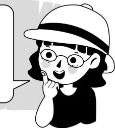 Ilustración de una niña con sombrero pensando en fracciones unitarias.