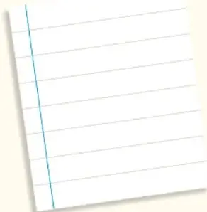 Hoja de cuaderno ilustrada con renglones para anotar la investigación.
