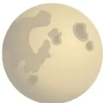Ilustración de la Luna llena, totalmente iluminada de color claro con manchas.