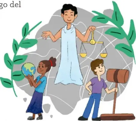 Ilustración de dos niñas sentadas frente a un planeta Tierra con alas de colores, a cargo de Gerardo Hernández Soto, Estado de México.