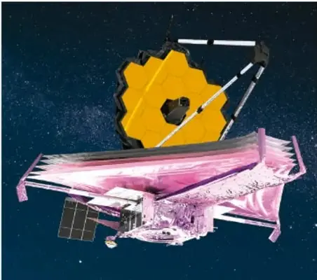 Telescopio espacial James Webb durante su ensamblaje en una sala limpia.