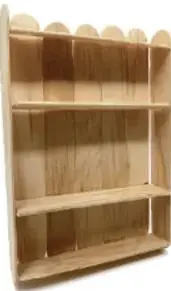 Mueble de madera con repisas, similar a una estantería pequeña.