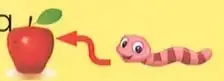 Imagen de una manzana y una lombriz que representa la idea de correspondencia.