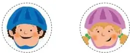 Dos círculos con los rostros del niño y de la niña para marcar al que tiene el número mayor.
