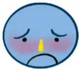 Carita azul con ojos caídos y boca triste (tristeza).