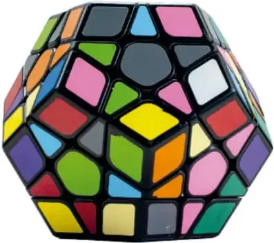 Cubo espejo (mirror cube) azul, con piezas de distinto grosor que forman relieve.
