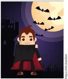 Tarjeta de Vampiro con cuadro celeste para numerar.