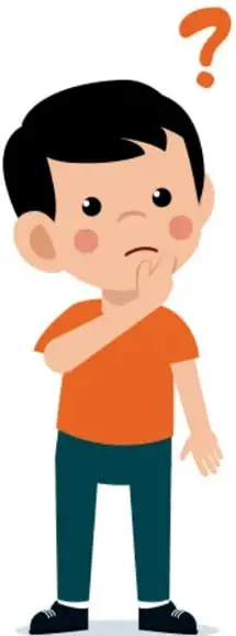Ilustración de un niño pensativo con signo de interrogación, reflexionando sobre sus emociones.