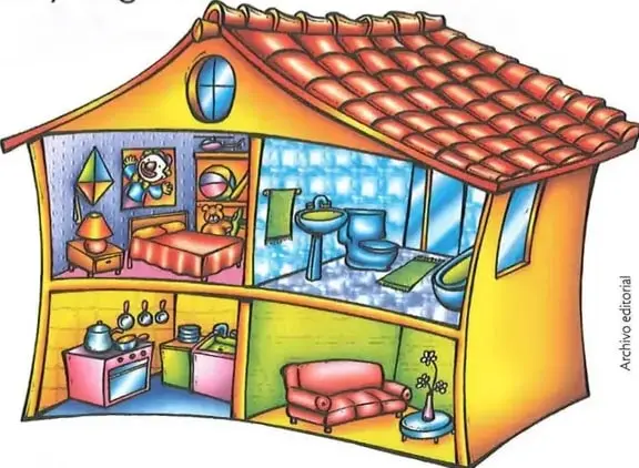 Dibujo sencillo de una casa para medir su contorno con el largo de un sacapuntas.