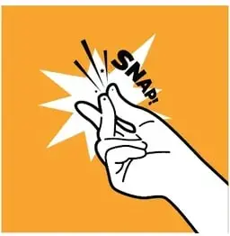 Ilustración estilo 'pop art' de una mano chasqueando los dedos con la palabra 'SNAP!'