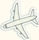 Ilustración de un avión de papel blanco con contorno gris, como sello de viaje.