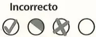 Hoja de respuestas con círculos de las opciones A, B, C y D para los ejercicios del 1 al 20.