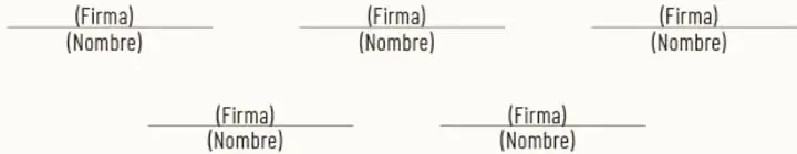 Formato de acta constitutiva con espacios para llenar datos de instalación, integrantes y firmas.