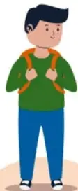 Ilustración de un estudiante con mochila junto a un círculo naranja con la leyenda 'Componentes que aportan a la construcción de la identidad múltiple y colectiva'.