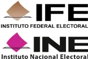 Logotipos del IFE (Instituto Federal Electoral) y del INE (Instituto Nacional Electoral).