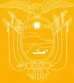 Escudo de la República del Ecuador junto al texto «República del Ecuador».