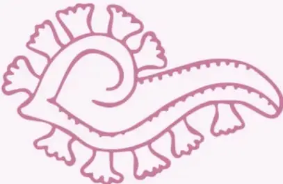 Ilustración decorativa en rosa de una figura estilizada que parece un animal o símbolo zoomorfo de arte prehispánico, acompañando el texto sobre lenguas originarias.