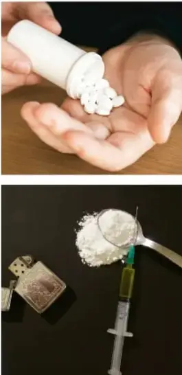 Manos vaciando píldoras blancas de un frasco farmacéutico, ilustrando el consumo de medicamentos no requeridos.