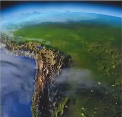 Vista satelital de los Andes ecuatorianos.