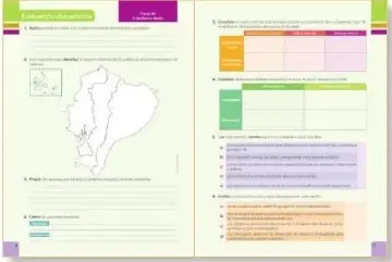 Muestra una doble página de evaluación diagnóstica con preguntas y actividades.
