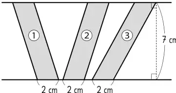 Paralelogramo de área 54 cm² y altura 6 cm, con la base por determinar.