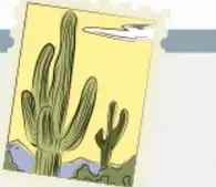 Ilustración de un cactus en un paisaje desértico.
