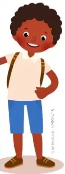 Ilustración de un estudiante junto a la tabla de números.