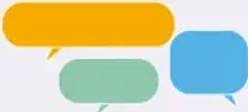 Cuadro gris con las reglas 2 a 5 del debate y tres globos de diálogo (amarillo, verde y azul) al pie.