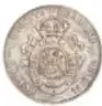 Reverso de una moneda de Maximiliano (50 centavos, México, 1866, plata, 30 mm).