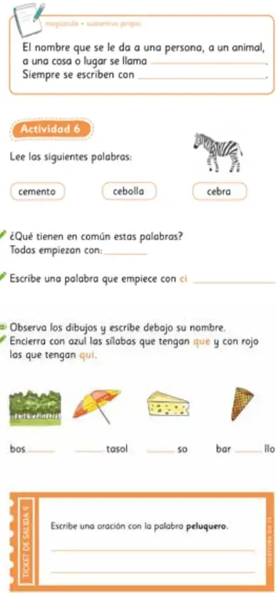 Recuadro con la definición de sustantivo propio.