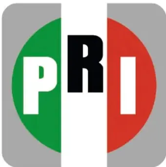Logotipo del PRI con las letras P, R, I en blanco sobre fondo gris, verde y rojo.