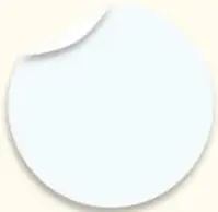 Círculo blanco con esquina doblada, adorno gráfico de cuaderno.