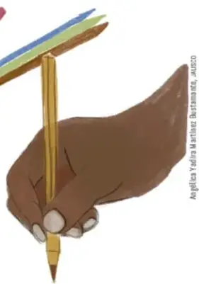 Ilustracion de varios lapices de colores formando una linea horizontal sobre el titulo.