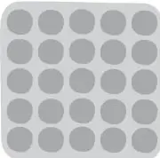 Bandeja de huevos blanca con 30 espacios circulares grises, usada como modelo para marcar las X.
