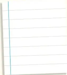 Hoja de notas blanca con líneas y margen azul.